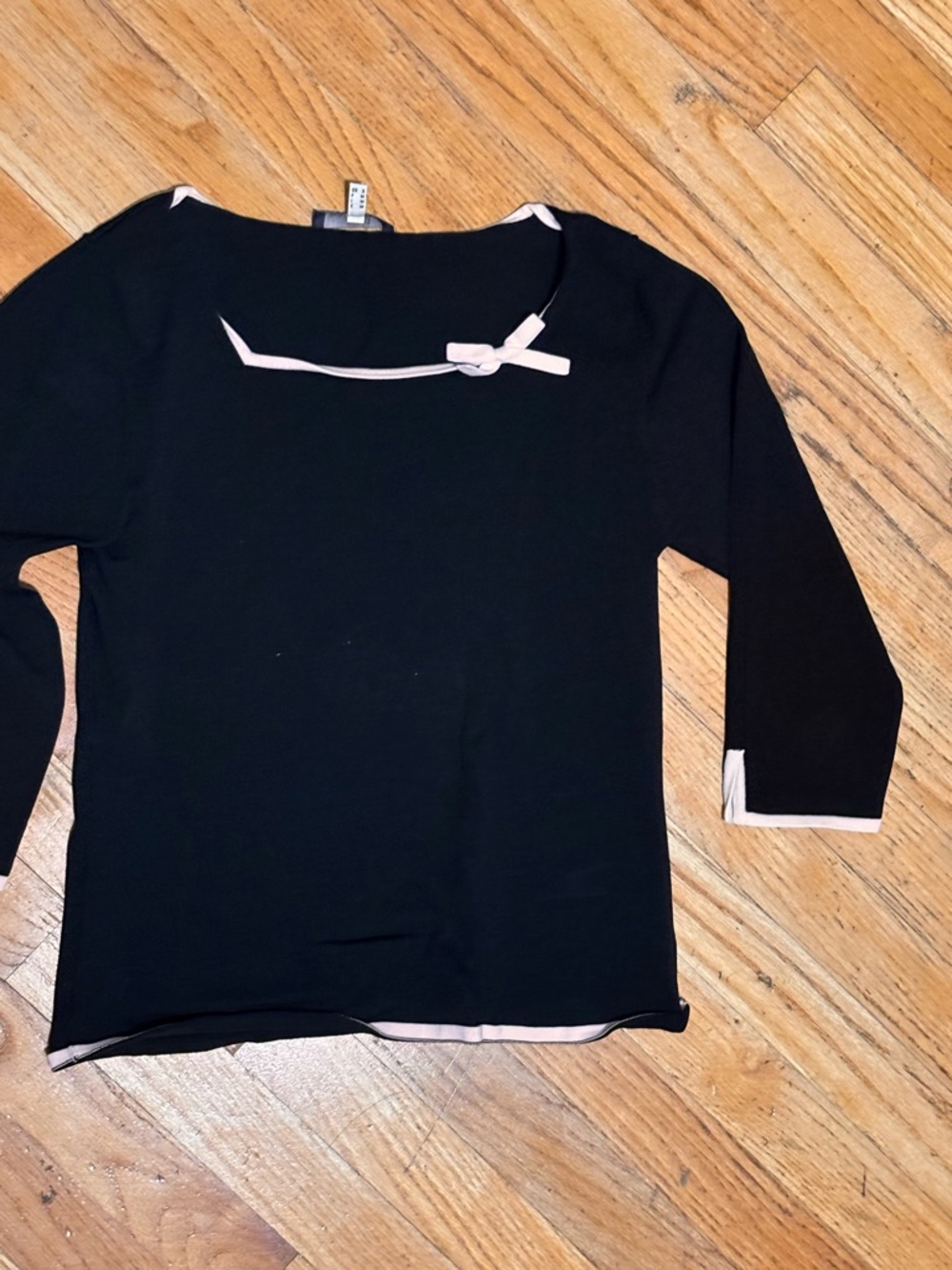 Black Top with Pale Pink Trim and Bow